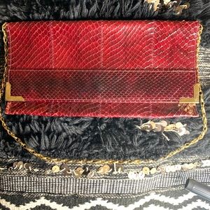 Vintage Snakeskin Burgundy Clutch